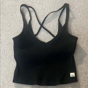 Vuori Rib Crop Tank Top in Black - Small